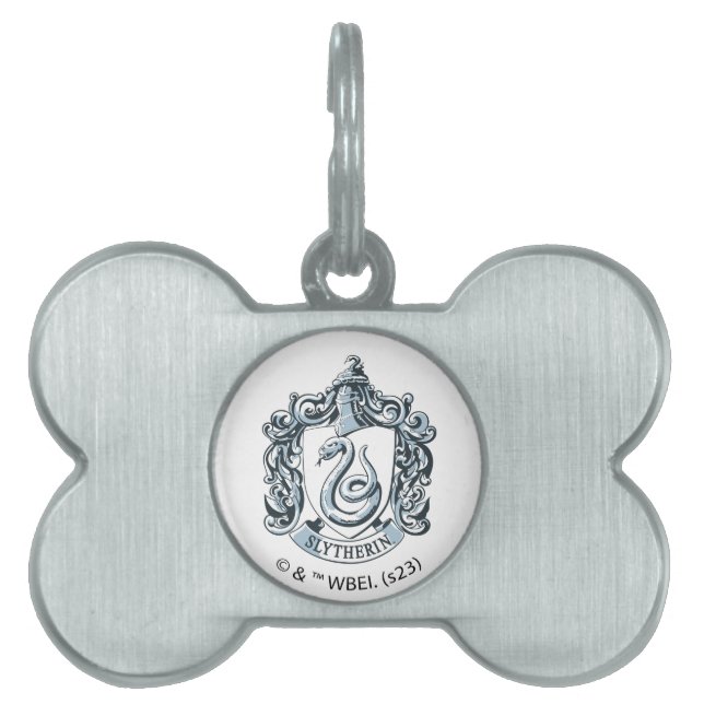 Harry Potter | Slytherin Crest - Ice Blue Huisdieren Naamplaatje (voorkant)