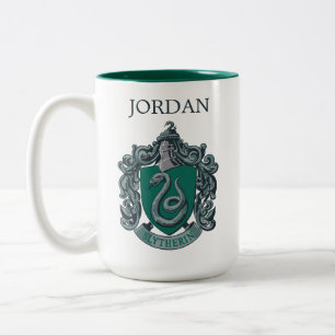 Harry Potter   Slytherin Crest   Jouw namen toevoe Tweekleurige Koffiemok