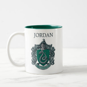 Harry Potter   Slytherin Crest   Jouw namen toevoe Tweekleurige Koffiemok