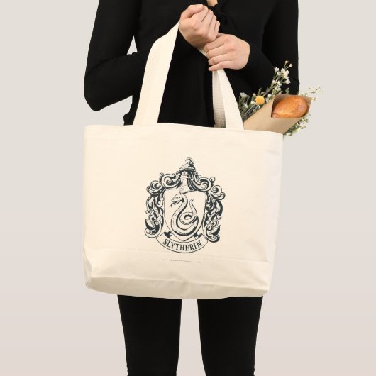 Harry Potter | Slytherin Crest - Zwart-wit Grote Tote Bag (Voorkant (product))