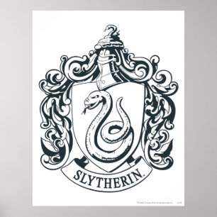 Harry Potter Slytherin Crest - Zwart-wit Poster