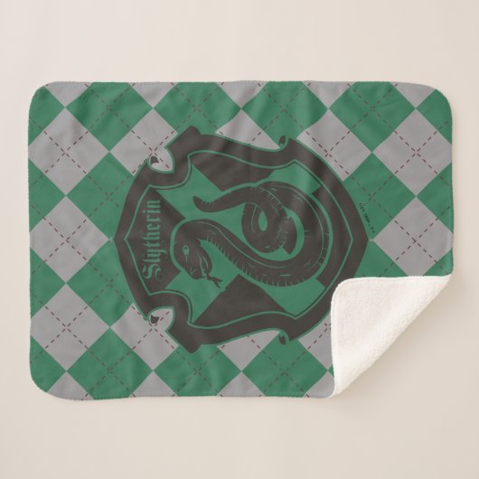 Harry Potter | Slytherin House Pride Crest Sherpa Deken (Voorkant (horizontaal))