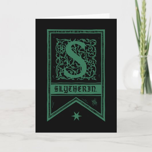 Harry Potter | Slytherin Monogram Banner Notitiekaartje (Voorkant)