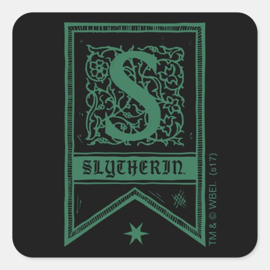 Harry Potter | Slytherin Monogram Vlag Vierkante Sticker (Voorkant)
