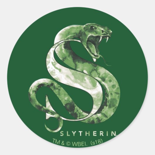 Harry Potter | SLYTHERIN™ Slang Watercolor Ronde Sticker (Voorkant)