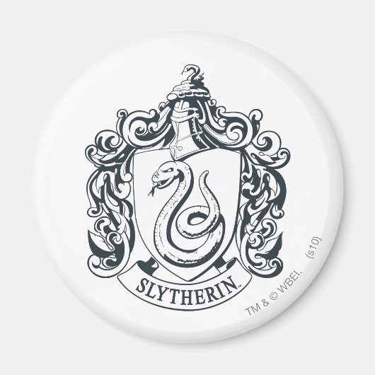 Harry Potter | Slytherin Wapen - Zwart en Wit Magneet (Voorkant)