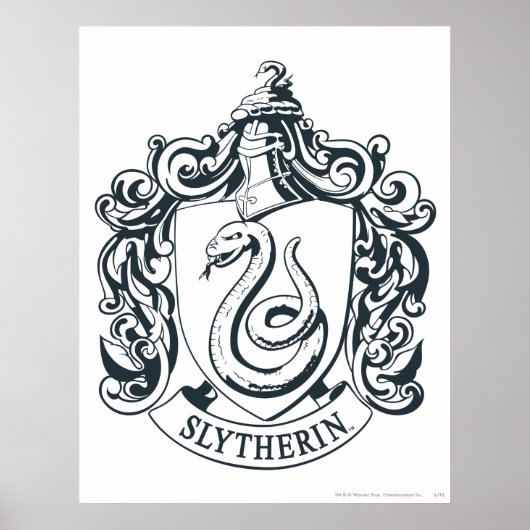 Harry Potter | Slytherin Wapen - Zwart en Wit Poster (Voorkant)