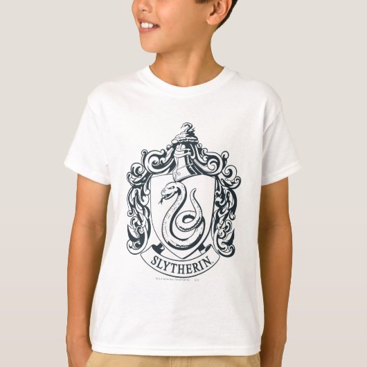 Harry Potter | Slytherin Wapen - Zwart en Wit T-shirt (Voorkant)