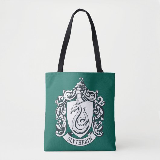Harry Potter | Slytherin Wapen - Zwart en Wit Tote Bag (Voorkant)