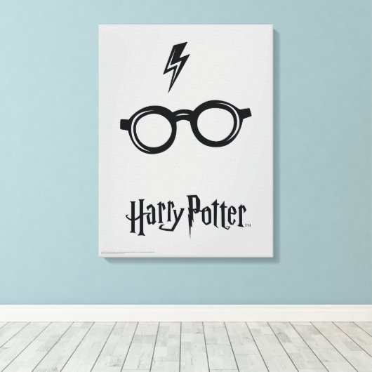 Harry Potter Spel| Bliksemauto en bril Canvas Afdruk (Insitu (Houten vloer))