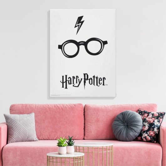 Harry Potter Spel| Bliksemauto en bril Canvas Afdruk (Insitu (Woonkamer))