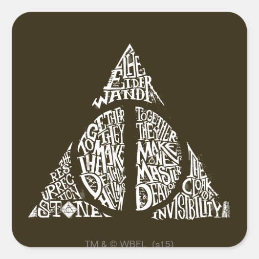 Harry Potter Spel| DEATHELIJK HALLOWS Typografie G Vierkante Sticker (Voorkant)