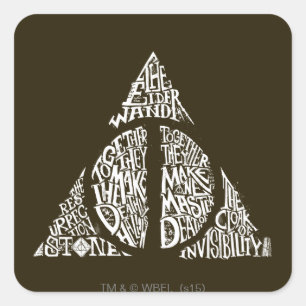 Harry Potter Spel  DEATHELIJK HALLOWS Typografie G Vierkante Sticker