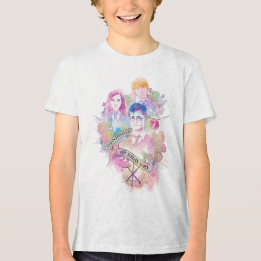Harry Potter Spel| Harry, Hermione en Ron Waterc Tri-Blend Shirt (Voorkant)