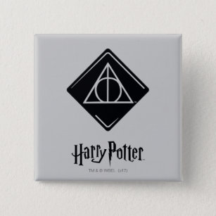 Harry Potter Spell   Deathly Hallows Icon Vierkante Button 5,1 Cm
