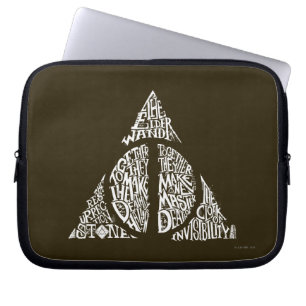 Harry Potter Spell   DEATHLY HALLOWS Typography Gr Laptop Sleeve
