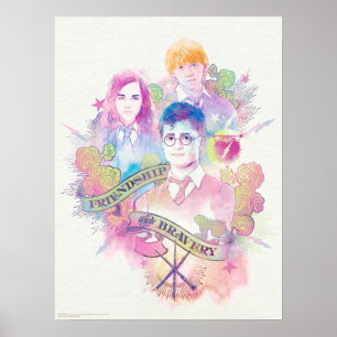 Harry Potter Spell   Harry, Hermione en Ron Waterc Poster