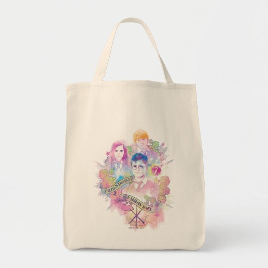 Harry Potter Spell | Harry, Hermione en Ron Waterc Tote Bag (Voorkant)