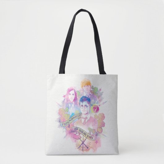 Harry Potter Spell | Harry, Hermione en Ron Waterc Tote Bag (Voorkant)