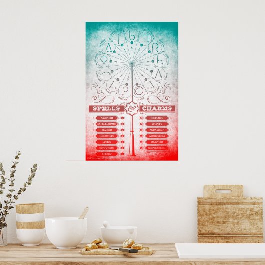 Harry Potter Spell | Instructie voor spoelen en sp Poster (Keuken)