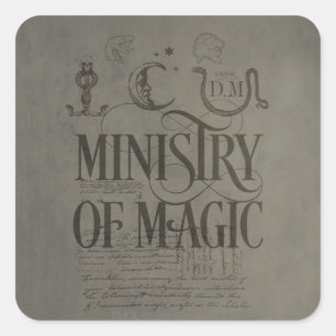 Harry Potter Spell   MINISTERIE VAN MAGISCH BELANG Vierkante Sticker