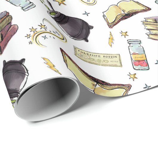 HARRY POTTER™ Spells & Books Pattern Cadeaupapier (Rol Hoek)