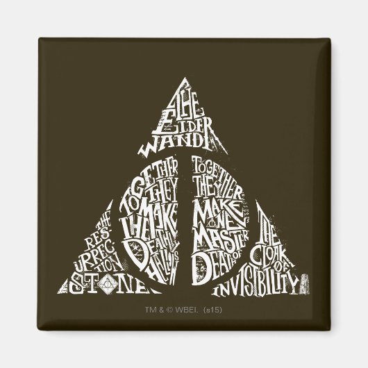 Harry Potter Spreuk | DEATHLY HALLOWS Typografie G Magneet (Voorkant)