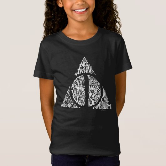 Harry Potter Spreuk | DEATHLY HALLOWS Typografie G T-shirt (Voorkant)