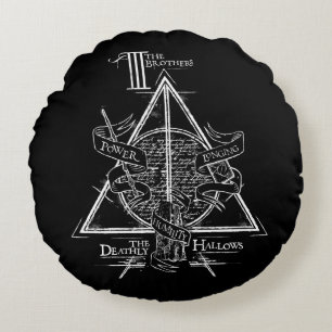 Harry Potter Spreuk   DOODSYMBOLEN Grafisch Rond Kussen