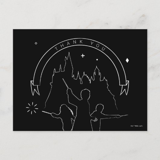 HARRY POTTER™-tekens en Castle Outline Briefkaart (Voorkant)