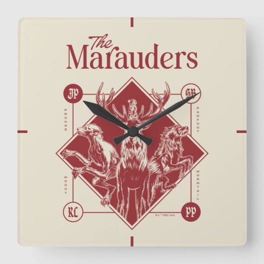 HARRY POTTER™ The Marauders Animagus Graphic Vierkante Klok (Voorkant)