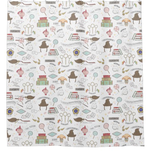 HARRY POTTER™ Tiny Magic Pattern Douchegordijn (Voorkant)