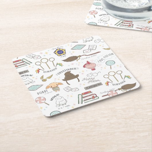 HARRY POTTER™ Tiny Magic Pattern Kartonnen Onderzetters (Schuin)