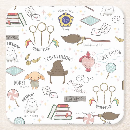 HARRY POTTER™ Tiny Magic Pattern Kartonnen Onderzetters (Voorkant)