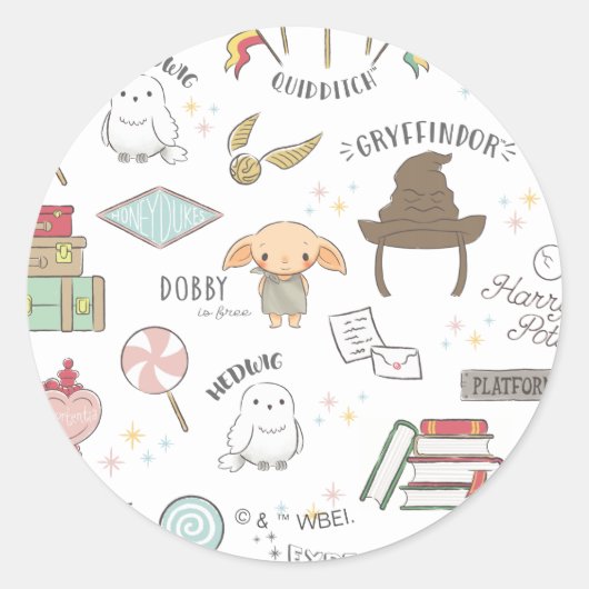 HARRY POTTER™ Tiny Magic Pattern Ronde Sticker (Voorkant)