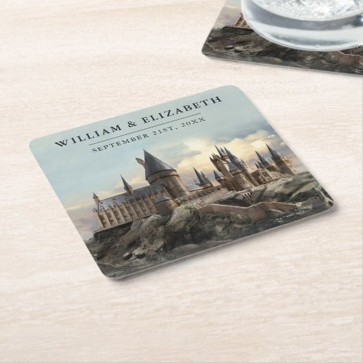 Harry Potter Trouwdag | Kasteel van Hogwarts Kartonnen Onderzetters (Schuin)