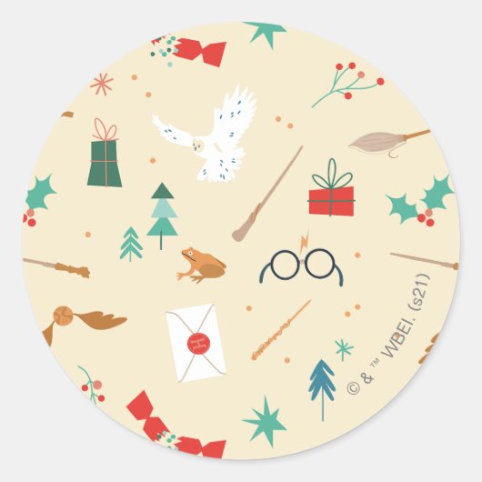 Harry Potter | Vakantie-icoonpatroon Ronde Sticker (Voorkant)