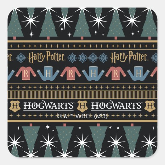 HARRY POTTER™ vakantietrui Patroon Vierkante Sticker (Voorkant)