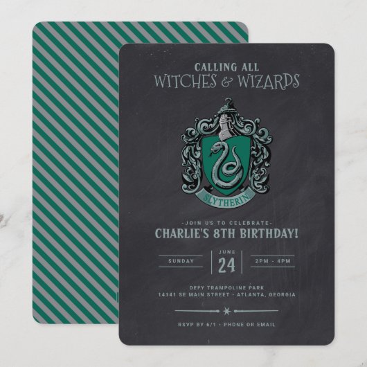 Harry Potter Verjaardag | Slytherin Schoolbord Kaart (Voorkant / Achterkant)
