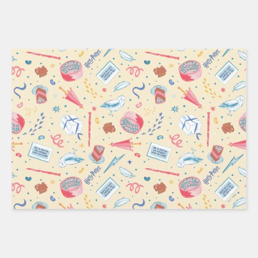 HARRY POTTER™ Verjaardagsfeestpatroon Inpakpapier Vel (Voorkant)