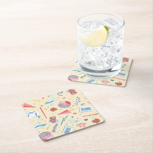 HARRY POTTER™ Verjaardagsfeestpatroon Kartonnen Onderzetters (Insitu)