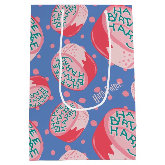 HARRY POTTER™ verjaardagstaart patroon Medium Cadeauzakje (Achterkant)