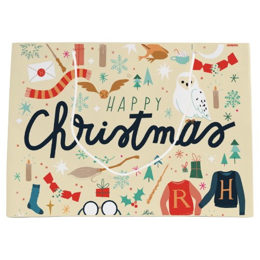 Harry Potter | Vrolijk kerstfeest met feestelijke  Groot Cadeauzakje (Voorkant)