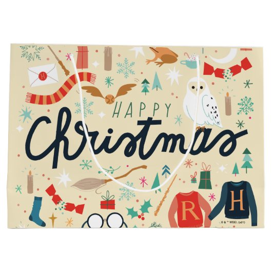 Harry Potter | Vrolijk kerstfeest met feestelijke Groot Cadeauzakje (Achterkant)