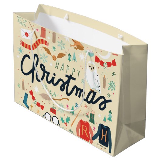 Harry Potter | Vrolijk kerstfeest met feestelijke  Groot Cadeauzakje (Achterkant Gekanteld)