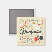 Harry Potter | Vrolijk kerstfeest met feestelijke  Magneet (Voorkant / Achterkant)