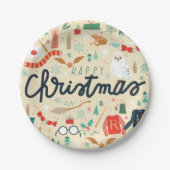 Harry Potter | Vrolijk kerstfeest met feestelijke  Papieren Bordje (Voorkant)