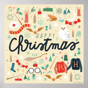 Harry Potter Vrolijk kerstfeest met feestelijke Poster