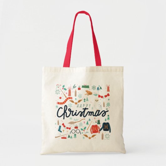 Harry Potter | Vrolijk kerstfeest met feestelijke  Tote Bag (Voorkant)