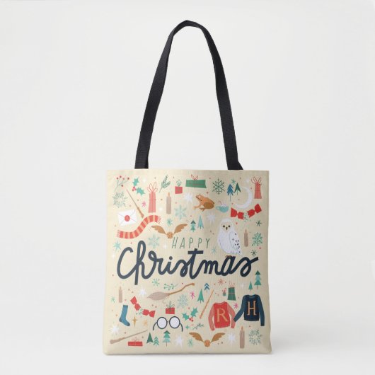 Harry Potter | Vrolijk kerstfeest met feestelijke  Tote Bag (Voorkant)